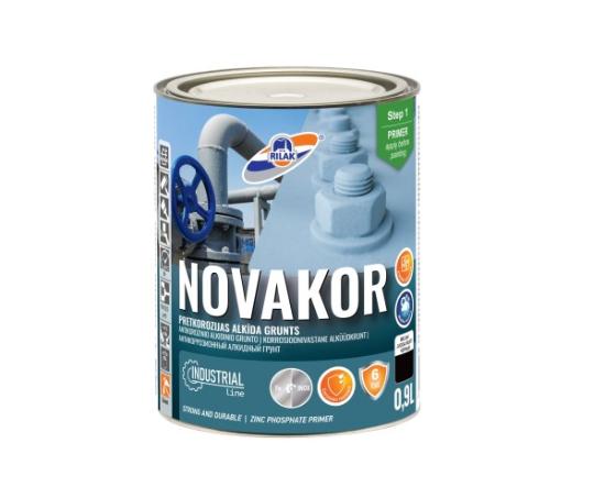 Prekės „Antikorozinis alkidinis gruntas Novakor, matinis,  juodos spalvos 0,9L“ paveikslėlis