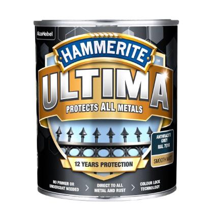 Prekės „Emaliniai, antikoroziniai dažai Hammerite Ultima Matt, matinis, 0.7 l, antracito“ paveikslėlis