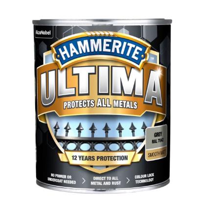 Prekės „Dažai Hammerite Ultima Smooth pilka mat.0,7L“ paveikslėlis