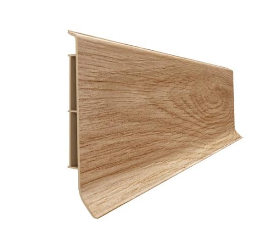 Prekės „Grindjuostė LINELA 406 OAK CANBERRA 200x8x1,6cm dekoratyvinė plastikinė grindų juosta“ paveikslėlis