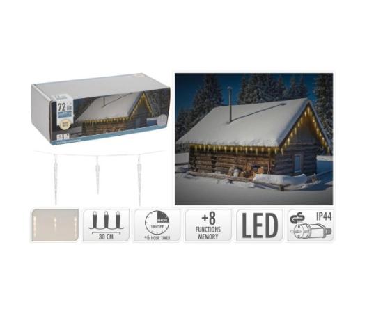 Prekės „Kalėdinė girlianda VARVEKLIAI 72 LED, 690 cm, balta, IP44“ paveikslėlis