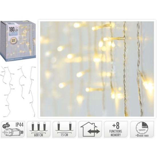 Prekės „Kalėdinė girlianda - VARVEKLIAI 180 LED, 600 cm, balta, 8 funkcijos“ paveikslėlis