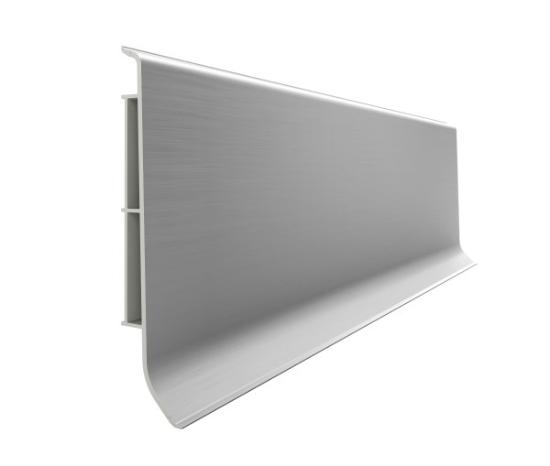 Prekės „Grindjuostė LINELA 411 SILVER 200x8x1,6cm dekoratyvinė plastikinė grindų juosta“ paveikslėlis