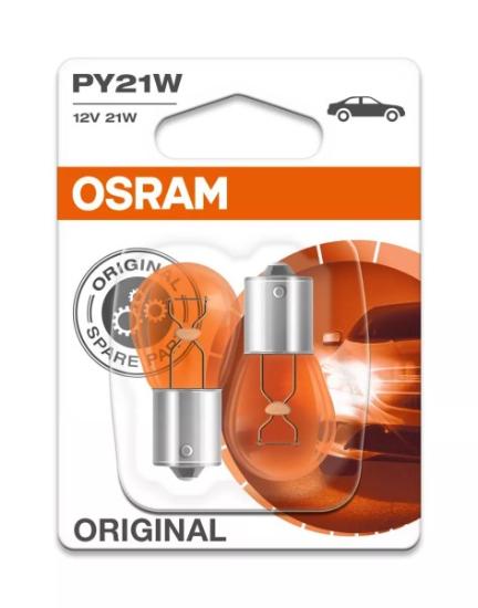 Prekės „Lemputė automobiliui PY21W 12V BAU15S geltona Osram 2 vnt“ paveikslėlis