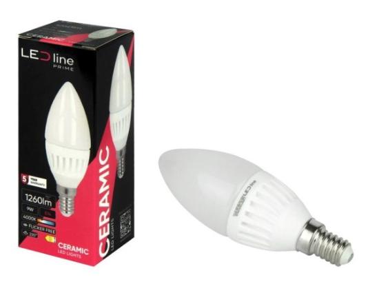 Prekės „Lempa LED žvak. E14 9W 4000K LEDline“ paveikslėlis
