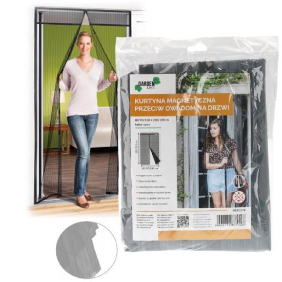 Prekės „Tinklelis durims nuo uodų  su magnetais pilkos spalvos 80/90/100x210/220 cm“ paveikslėlis