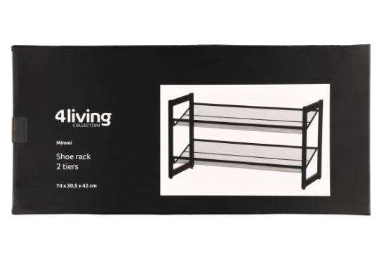 Prekės „Batų lentyna juoda 74cm Mimmi 4Living“ paveikslėlis