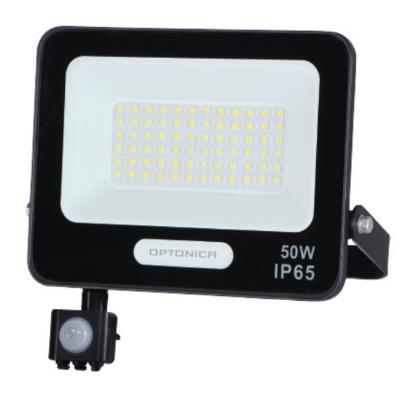 Prekės „LED prožektorius, juodas, PIR jutiklis, 50W, 120°, neutrali balta šviesa“ paveikslėlis