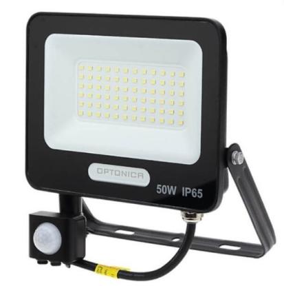 Prekės „LED prožektorius, juodas, PIR jutiklis, 50W, 120°, neutrali balta šviesa“ paveikslėlis