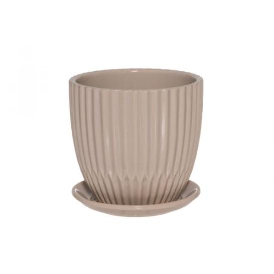 Prekės „Vazonas keramika 15cm beige Curly 4Living“ paveikslėlis