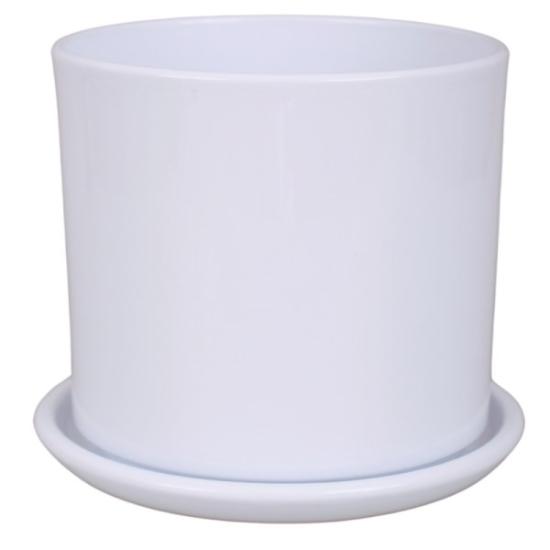 Prekės „Vazonas baltas su lėkštute 17cm 974“ paveikslėlis