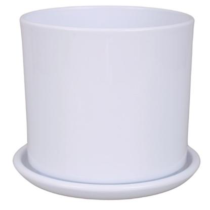 Prekės „Vazonas baltas su lėkštute 17cm 974“ paveikslėlis