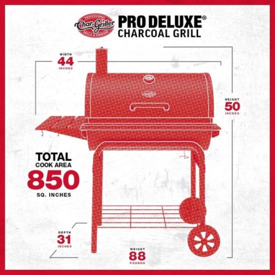 Prekės „Char-Griller Pro Deluxe Grill, juoda, 111,7 cm“ paveikslėlis