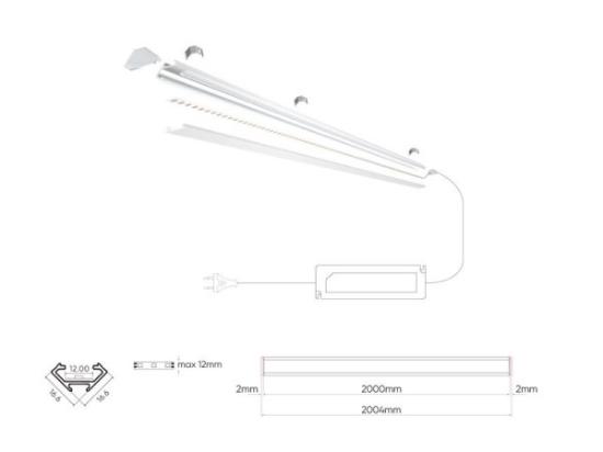 Prekės „Komplektas LED profilio kampinis baltas 2m.“ paveikslėlis