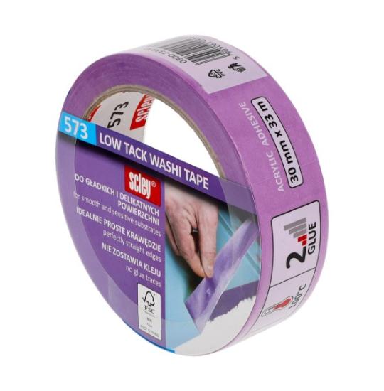 Prekės „Juosta dažymo Scley 573 Washi lygiems paviršiams violetinė 30mm/33m“ paveikslėlis