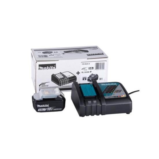 Prekės „Akumuliatorius 18V/3,0Ahx1 ir pakr.BL1830B+DC18RC Makita“ paveikslėlis