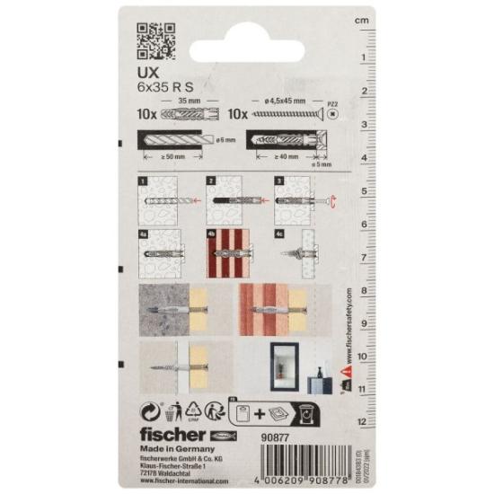 Prekės „Kaištis su sraigtu 6x35mm UX 10vnt Fischer“ paveikslėlis
