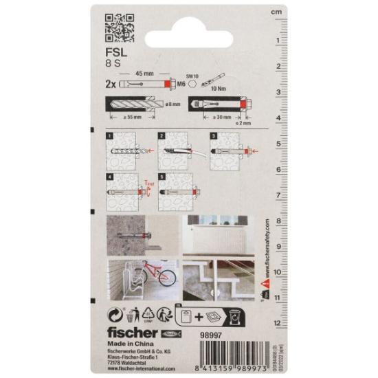 Prekės „Ankeris su varžtu 8x45/30mm 2vnt FSL 8S Fischer“ paveikslėlis