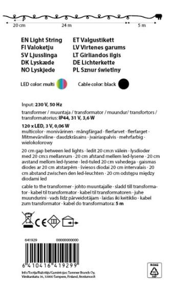 Prekės „Girlianda 120 LED 24m multi Retro Finnlumor“ paveikslėlis