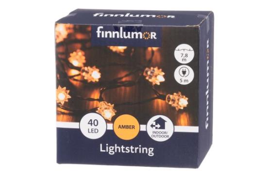 Prekės „Girlianda 40 LED 7,8m gintaro šviesa Retro Finnlumor“ paveikslėlis