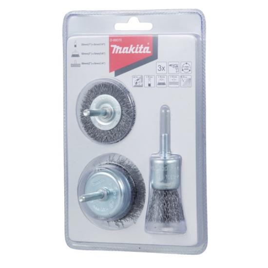 Prekės „Šepečiai šlifavimui 3 vnt 25/50/50mm su 6 mm koteliu Makita D-66070“ paveikslėlis