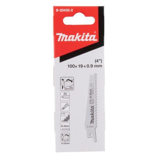 Prekės „Tiesinio pjūklo pjūkleliai BiM 100x0,9mm (6tpi), 2Vnt, metalui, medžiui, medžiui su vinimis B-20432-2, Makita“ paveikslėlis