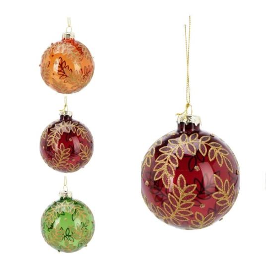 Prekės „Žaisliukas kalėdų eglutei 80mm lapai Xmas ball“ paveikslėlis
