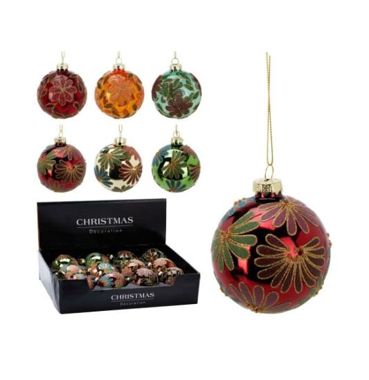 Prekės „Žaisliukas kalėdų eglutei 80mm gėlė Xmas ball“ paveikslėlis