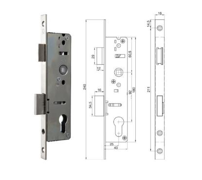 Prekės „Spyna įleidžiama 92/25 mm profilinė durims PVC Y 25/92/16/240 mm 40 mm Iseo“ paveikslėlis
