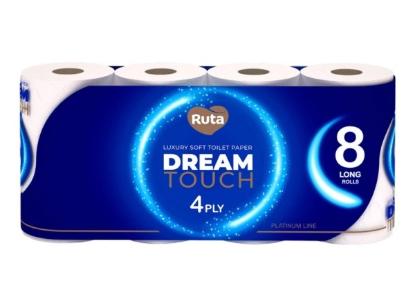 Prekės „Tualetinis popierius RUTA DreamTouch 8 rulonai 4 sluoksnių 160 l“ paveikslėlis