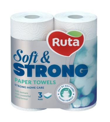 Prekės „Popieriniai rankšluosčiai RUTA Soft Strong 3 sluoksnių, 2 rulonai, 86 lapeliai“ paveikslėlis