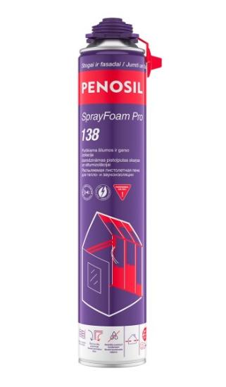 Prekės „PENOSIL SprayFoam Pro 138 purškiama termoizoliacija, šviesiai geltona, 810 ml“ paveikslėlis