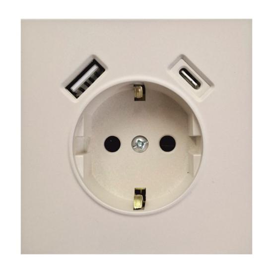 Prekės „Rozetė b/r su įžeminimu USB+C kreminė Bora“ paveikslėlis