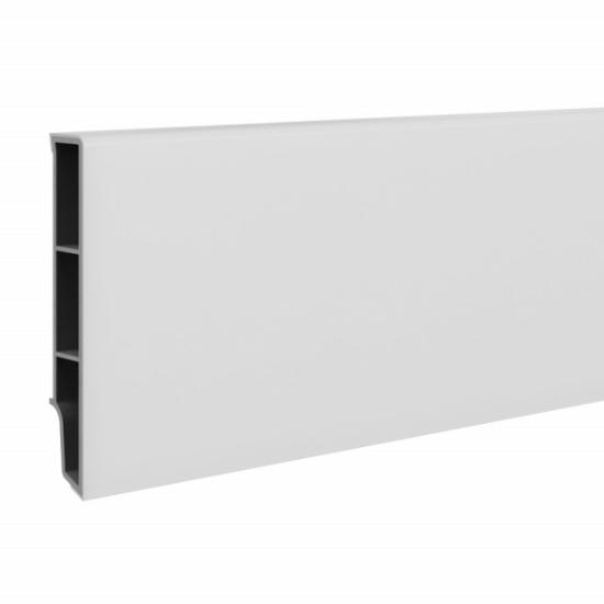 Prekės „Grindjuostė PVC SEMPLA 80 701 Balta 80x14x2400mm“ paveikslėlis