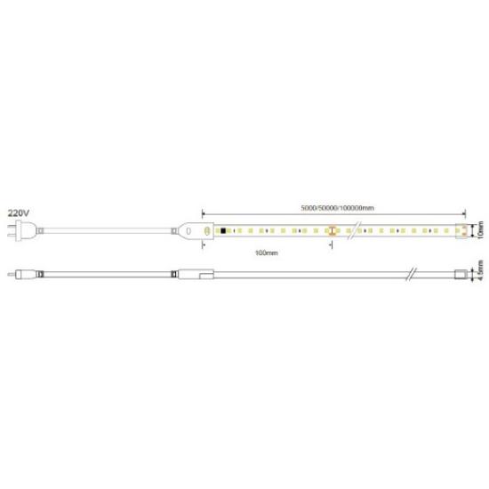 Prekės „Juosta LED 220V 120SMD/m 9W/m 3000K Optonica“ paveikslėlis