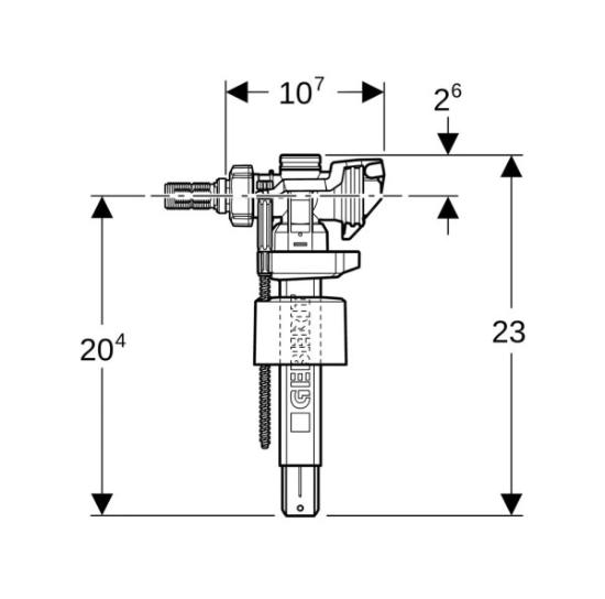 Prekės „Mechanizmas šoninio vandens užpildymo su žalvarinė įvorė Geberit Type 383 1/2''&3/8''“ paveikslėlis