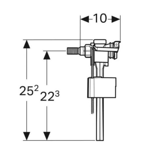 Prekės „Mechanizmas šoninio vandens užpildymo su žalvarinė įvorė Geberit Type 333 1/2''&3/8''“ paveikslėlis
