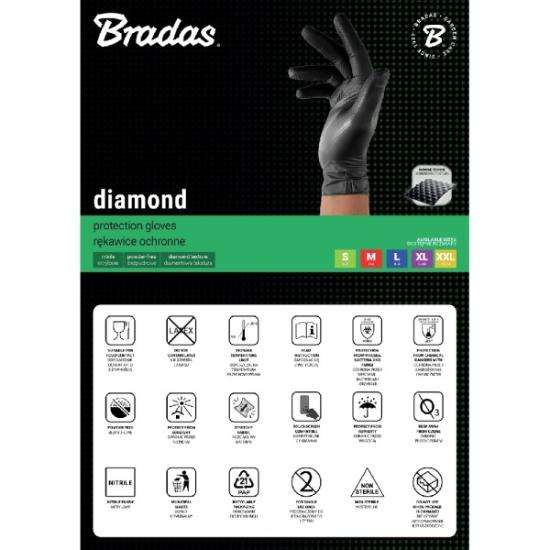 Prekės „Pirštinės nitrilo juodos Diamond 8 dydžio 50 vnt Bradas“ paveikslėlis