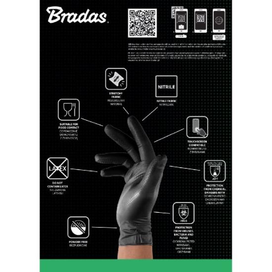 Prekės „Pirštinės nitrilo juodos Diamond 8 dydžio 50 vnt Bradas“ paveikslėlis