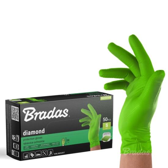Prekės „Pirštinės nitrilo žalios Diamond 8 dydžio 50 vnt Bradas“ paveikslėlis
