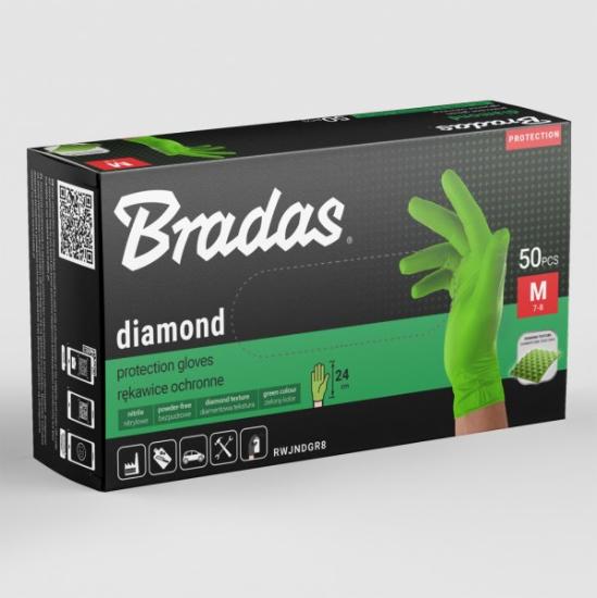 Prekės „Pirštinės nitrilo žalios Diamond 8 dydžio 50 vnt Bradas“ paveikslėlis