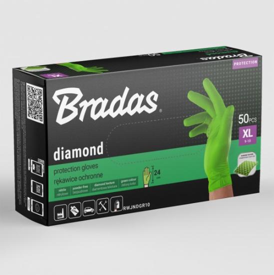 Prekės „Pirštinės nitrilo žalios Diamond 10 dydžio 50 vnt Bradas“ paveikslėlis