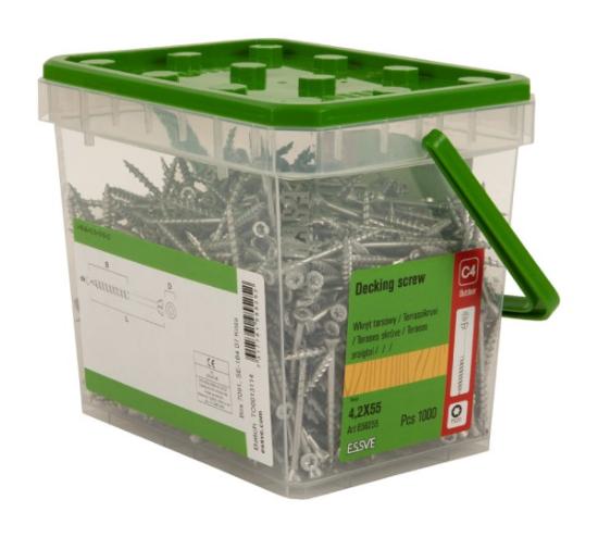 Prekės „Sraigtai terasoms 4,5x55 C4 T20 1000 vnt 658255 Essve“ paveikslėlis