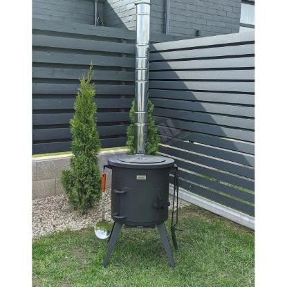 Prekės „Krosnelė kazanui 12 L su kaminu Premium Kalmetal 3 mm KAZP12X3K“ paveikslėlis