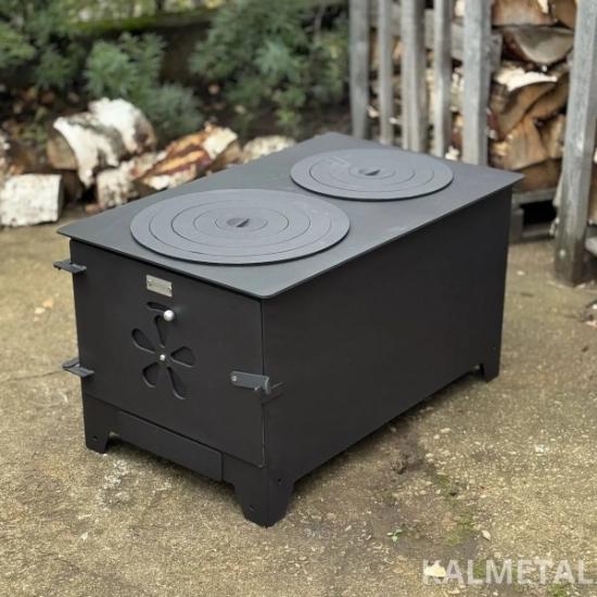 Prekės „Krosnelė plieninė 8kW su šamotu ir rinkėmis Buržuika KALMETAL“ paveikslėlis