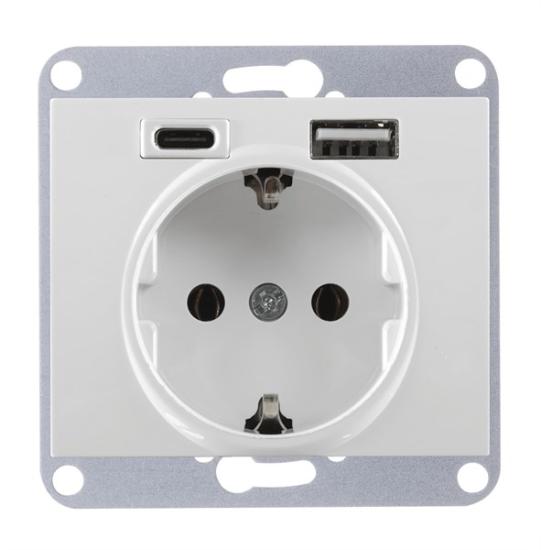 Prekės „Rozetė b/r s/įž USB+C balta Onyx Abex“ paveikslėlis