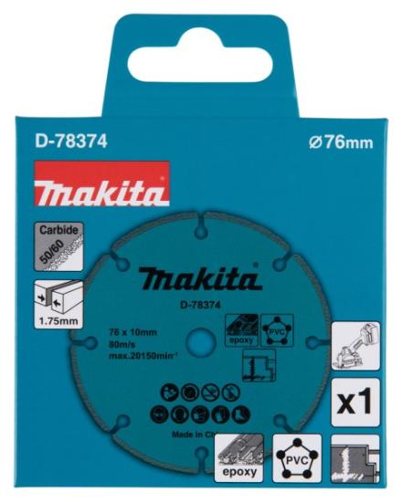 Prekės „Diskas karbidinis 76x10 mm D-78374 Makita“ paveikslėlis