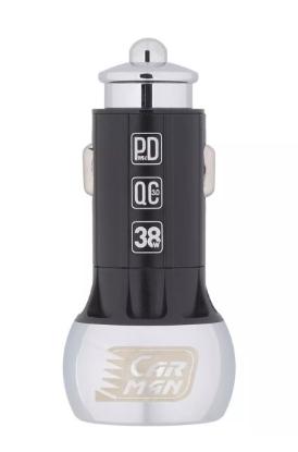 Prekės „Įkroviklis prietaisų automobilinis USB-C USB-A 38W Carman prie degiklio“ paveikslėlis