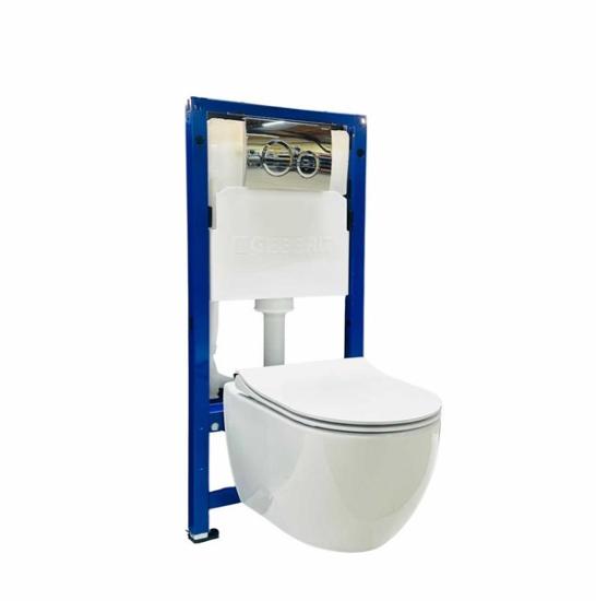 Prekės „Komplektas potinkinis Geberit Duofix,  Delta20 klavavišas chromo spalvos + WC ZEN, dangtis soft/close SLIM“ paveikslėlis