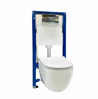 Prekės „Komplektas potinkinis Geberit Duofix,  Delta20 klavavišas chromo spalvos + WC ZEN, dangtis soft/close SLIM“ paveikslėlis
